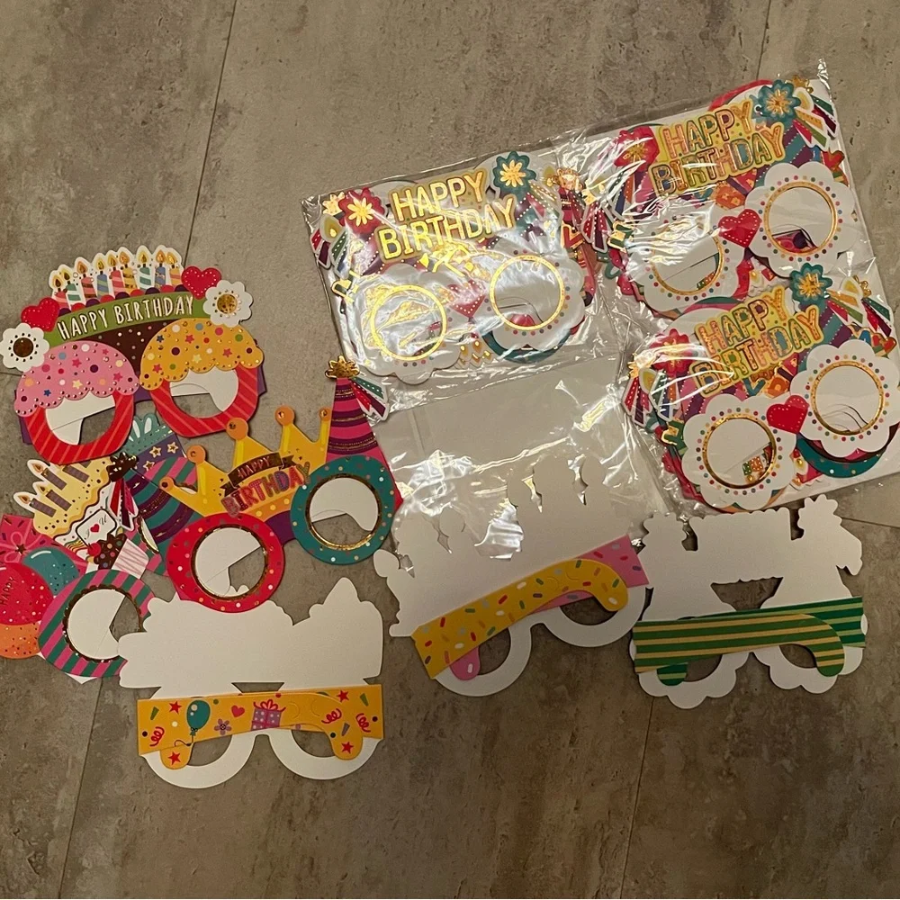 Kids child Colorful Paper cardboard Glasses Happy Birthday favors set of 24